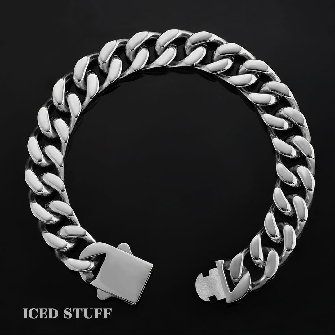 Curb Cuban Link 12mm Białe Złoto - IcedStuff