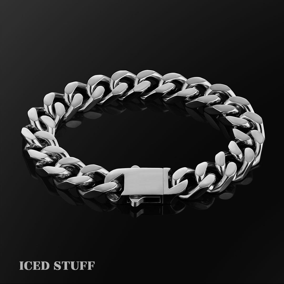 Curb Cuban Link 12mm Białe Złoto - IcedStuff
