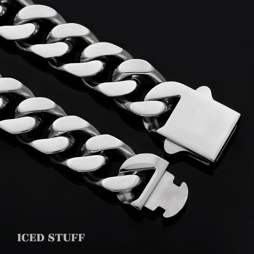 Curb Cuban Link 12mm Białe Złoto - IcedStuff