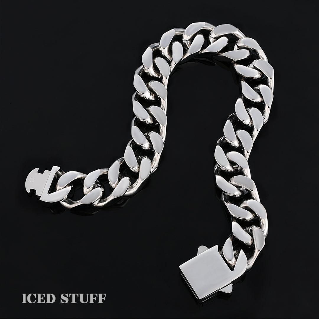 Curb Cuban Link 12mm Białe Złoto - IcedStuff