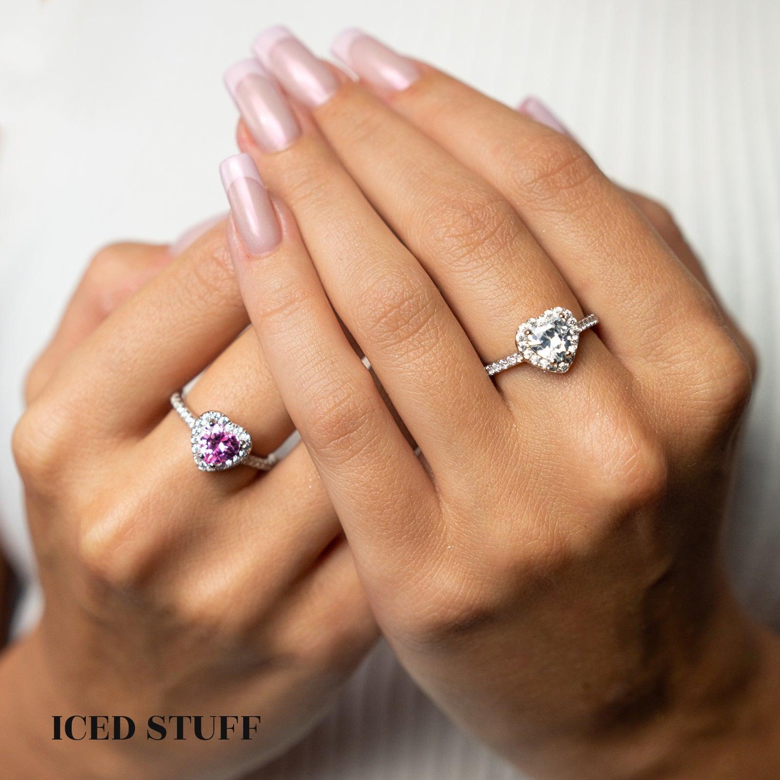 Pierścionek Heart Gem White Serce S925 - IcedStuff