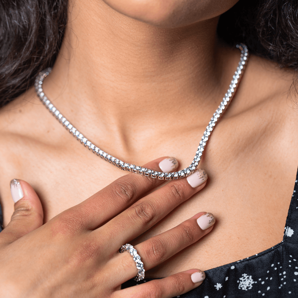 WOMEN'S TENNIS CHAIN 4MM BIAŁE ZŁOTO - IcedStuff